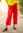 Pantalon "Elsa" en coton biologique tissé - rouge perroquet