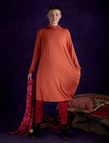 Tricot jurk "Öland" van lyocell/elastaan - gebrand oranje