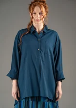 Woven shirt in organic cotton/linen - Pacific blue