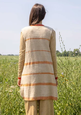 “Sandy” sleeveless top knitted in a blend of alpaca wool and organic/recycled cotton - dark natural