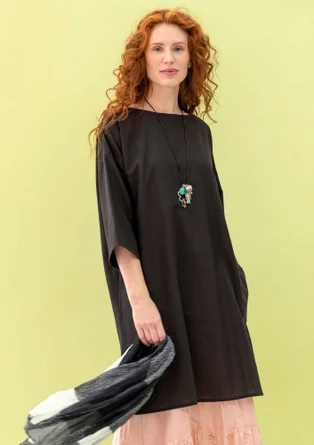 Robe ”Daisy” en coton biologique tissé - noir