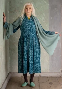 “Katla” organic cotton/recycled polyester velour dress - verona green