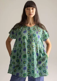 “Suzani” woven tunic in organic cotton - mint