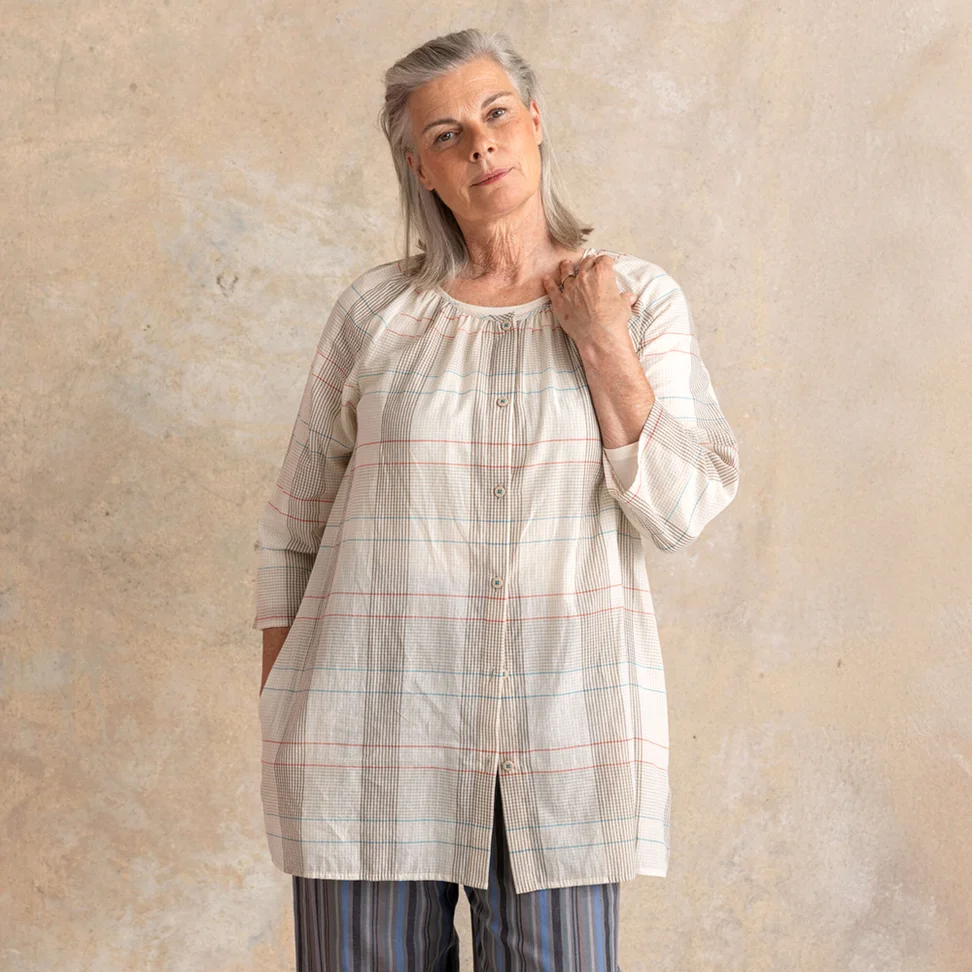 “Nora” woven organic cotton smock blouse - natural