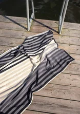 “Sunset” bath sheet in organic cotton - black