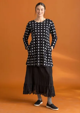 “Tyra” jersey tunic in organic cotton/modal - black/patterned