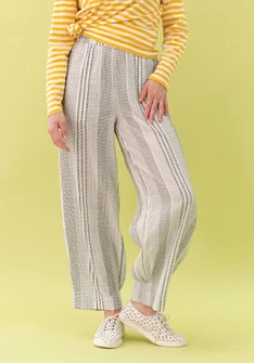 Pantalon ”Thea” en tissu ratière de coton biologique - écru