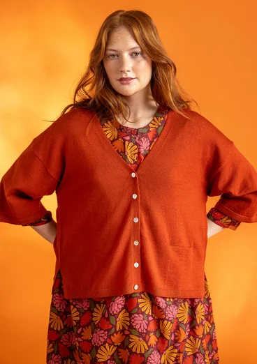 Cardigan in organic wool - copper