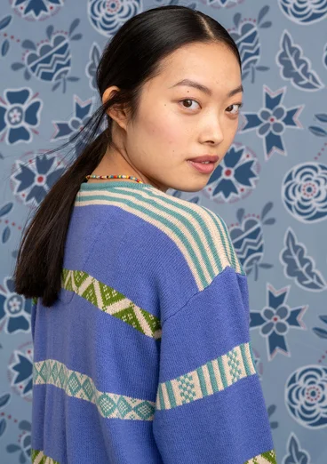 Strickjacke „Shoko“ aus Bio-Baumwolle/Wolle - himmelblau