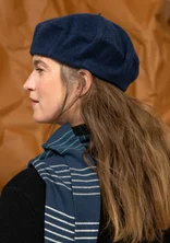 Knitted and felted lambswool blend beret - dark indigo