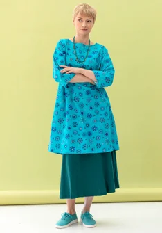 “Daisy” woven dress in organic cotton - lagoon blue