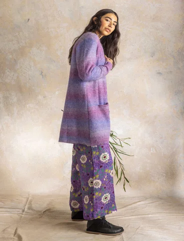  “Bello” long cardigan in alpaca/wool blend - hyacinth
