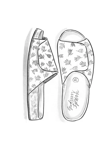 “Amber” digital print fabric sandals - indigo