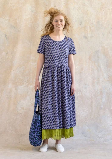 Robe "Billie" en jersey de coton biologique/modal - indigo foncé/motif