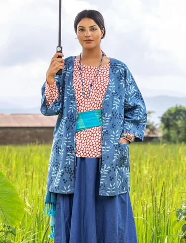 Kimono "Amaya" en coton biologique/lin - bleu lin