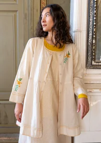 Blouse d’artiste « Shimla » en coton biologique/lin - lait d'amande