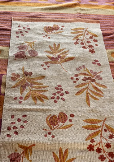 “Olives” printed hallway runner in organic cotton - pumpkin