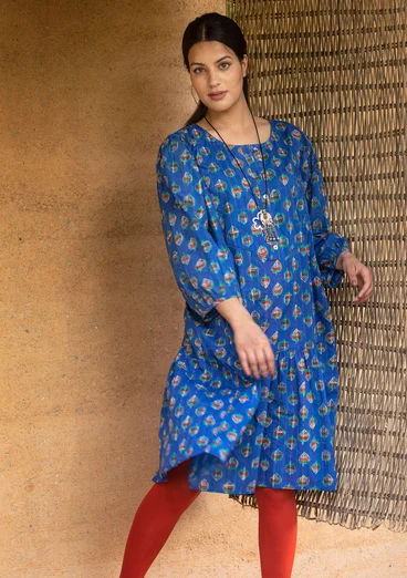 “Nepal” woven organic cotton dress - midnight blue