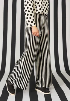 Striped jersey pants in organic cotton/modal - black/feather