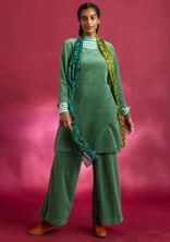 Velour tunic in organic cotton/recycled polyester - sea green