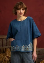 “Fields” organic cotton embroidered blouse - dark indigo