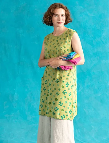 “Iris” knit fabric tunic in organic/recycled cotton - pistachio/patterned