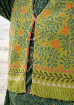 “Aurora” organic and recycled cotton/wool knit waistcoat - avocado