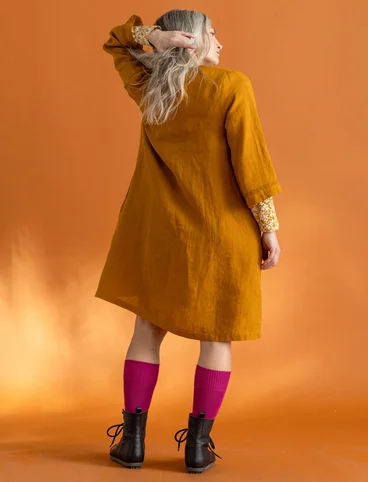 “Asta” woven linen dress - mustard