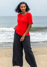 Woven linen trousers - black