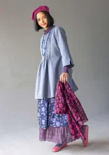 Cotton/linen smock blouse with pintucks - light carbon black