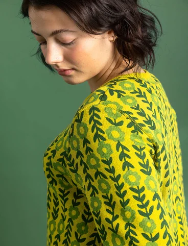 “Jasmine” recycled cotton favourite sweater - lime green/patterned