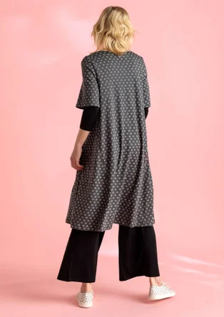 “Millie” organic cotton/modal jersey dress - ash grey/patterned