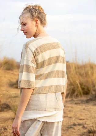 Cardigan in linen/recycled cotton - feather/natural