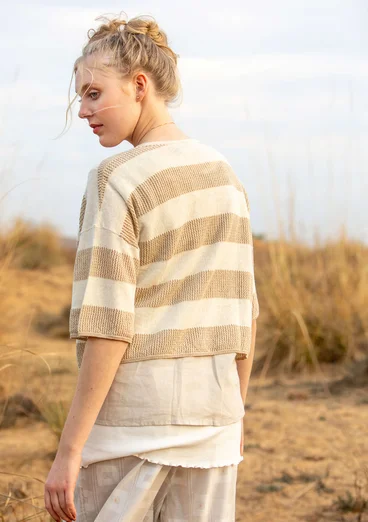 Cardigan in linen/recycled cotton. - feather/natural