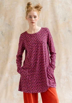 “Billie” jersey tunic in organic cotton/modal - hibiscus/patterned