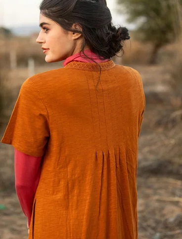 Tricot jurk van biologisch katoen - barnsteen