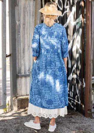 “Stockholm” woven dress in organic cotton - indigo blue