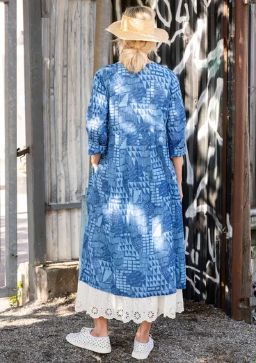 “Stockholm” woven dress in organic cotton - indigo blue