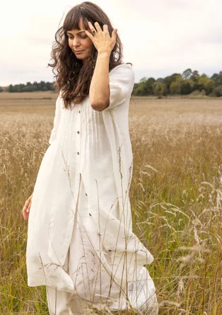 “Seraj” woven dress in linen - light ecru