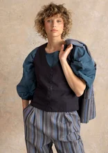 “Esme” woven organic cotton/linen waistcoat - black