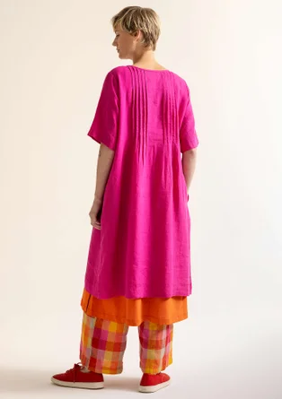 “Seraj” woven linen dress - pink begonia