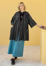 “Coimbatore” checked kimono in organic cotton - black