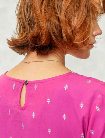Robe tissée à motif "Signe" en coton bio - rose sauvage