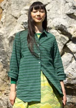 “Wavy” woven organic cotton shirt - teal