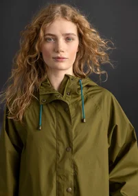 Regenjacke „Hedda“ aus Bio-Baumwollgewebe - dunkelolive