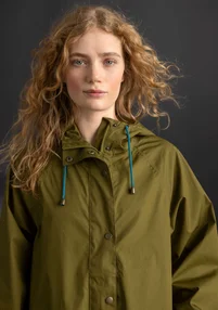 “Hedda” woven organic cotton raincoat - dark olive