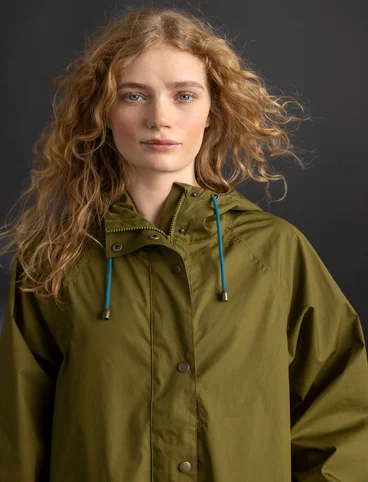 Veste de pluie ”Hedda” en coton biologique tissé - olive foncé