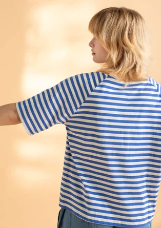 Jersey top in organic cotton - brilliant blue/ecru