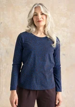 “Ebba” dotted/solid-colour cotton/elastane jersey top - dark aubergine/patterned