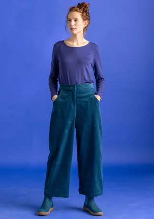 Corduroy pants in organic cotton/spandex - dark petrol blue